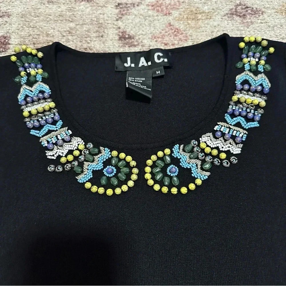 Y2K J.A.C. beaded collared black tank top size medium - Picture 4 of 10